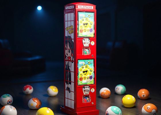 2 jetonlu Telefon Kulübesi Otomatı, Sakız, Şeker, Zıplayan Top ve Daha Fazlası İçin 28*28*130CM